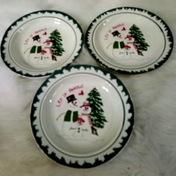 Vtg 1998 Atico Let It Snow Salad Dessert Plates 3pcs - Picture 1 of 4